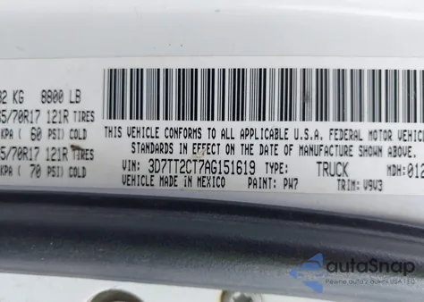 2010 Dodge Ram 2500 Slt из США, поврежденный, VIN 3D7TT2CT7AG151619